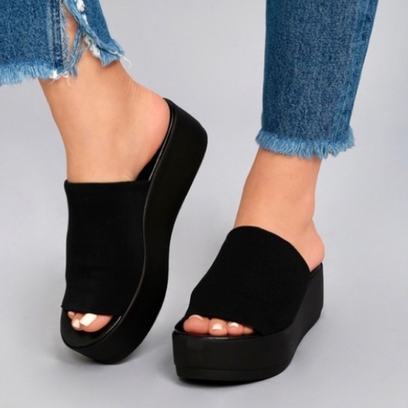 black 90s platform sandals